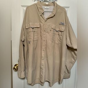 COLUMBIA PFG Sz XXL Men’s Bahama II Long Sleeve Shirt Fossil